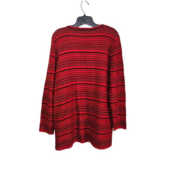 VTG 90s Dylani Knitwear Red Stripped Open Front Cardigan Size Small - Picture 2 of 10